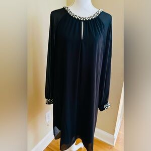 Elegant LBD Cocktail Dress with Pearl and Sparkly Bling